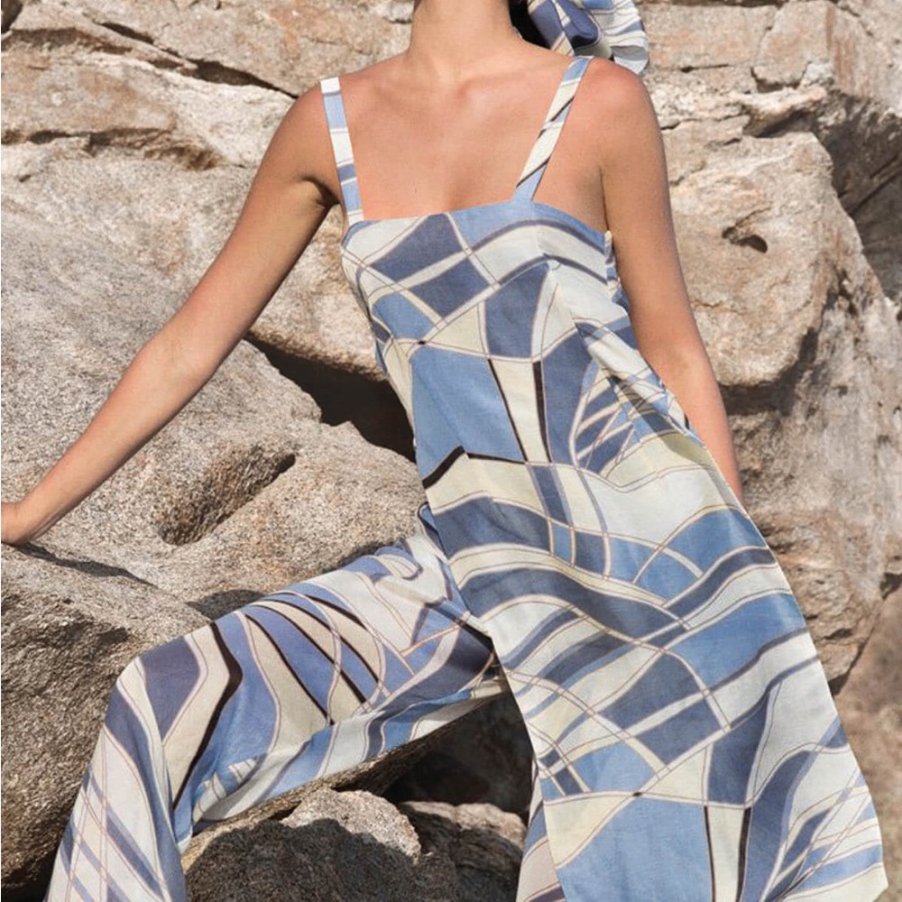 Cult Gaia Este Tunic Top Blue Wave size medium